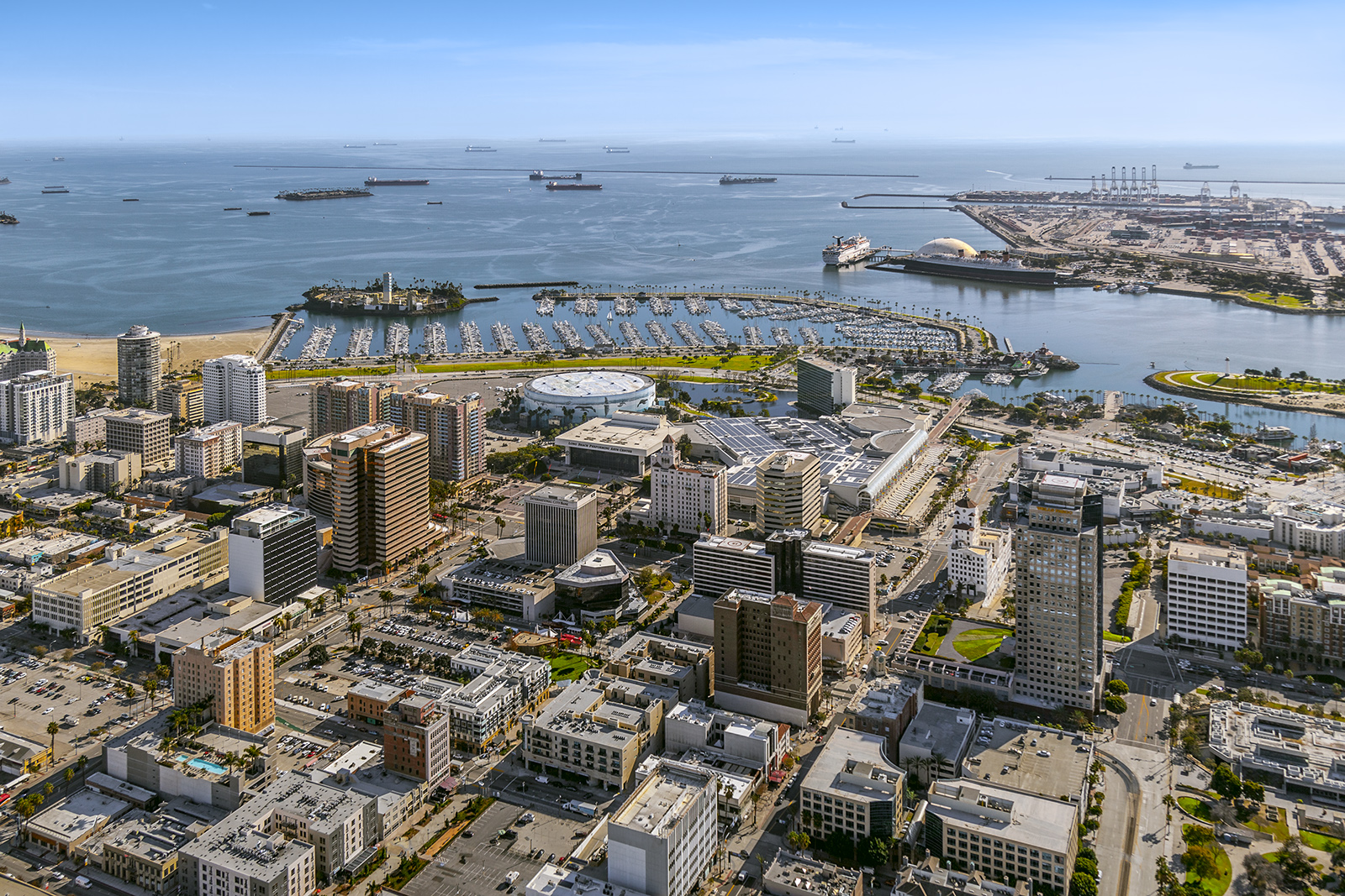 Long Beach Convention & Entertainment Center - Los Angeles Aerial Commercial Photography