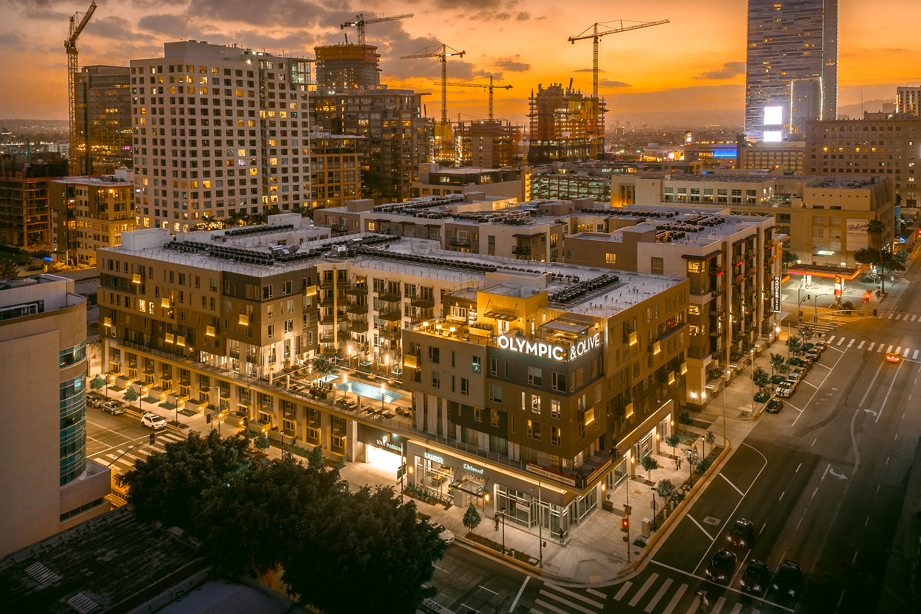 Olive & Olympic - Los Angeles Aerial Drone Photography